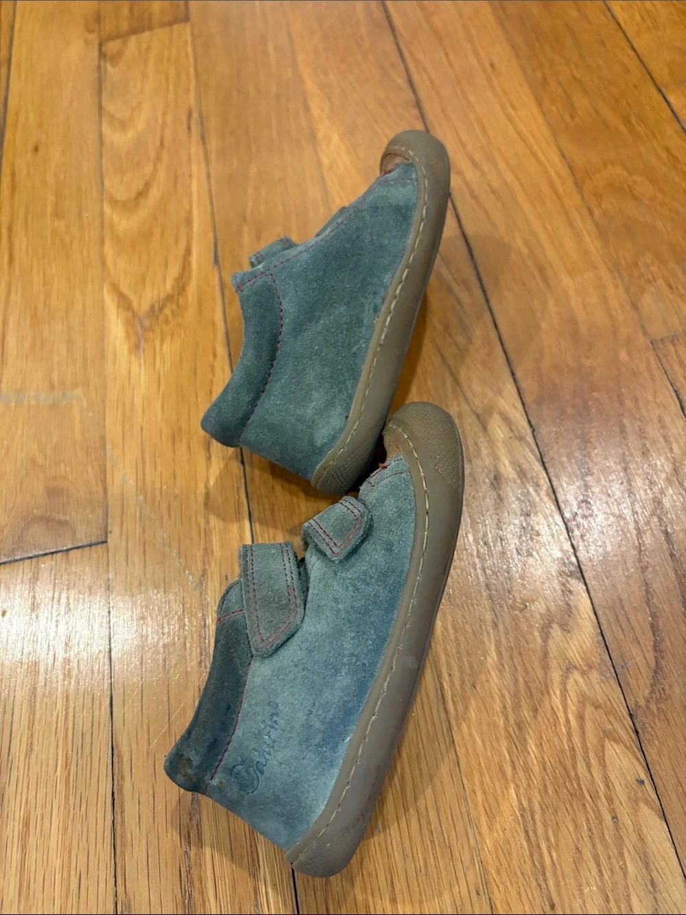 Naturino Olive Green Suede Double-Velcro Toddler Shoes